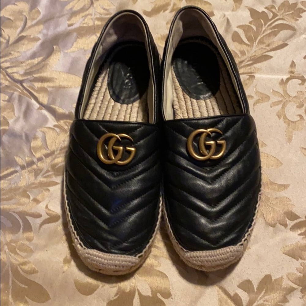 Women’s Gucci Black Leather Pilar Espadrilles